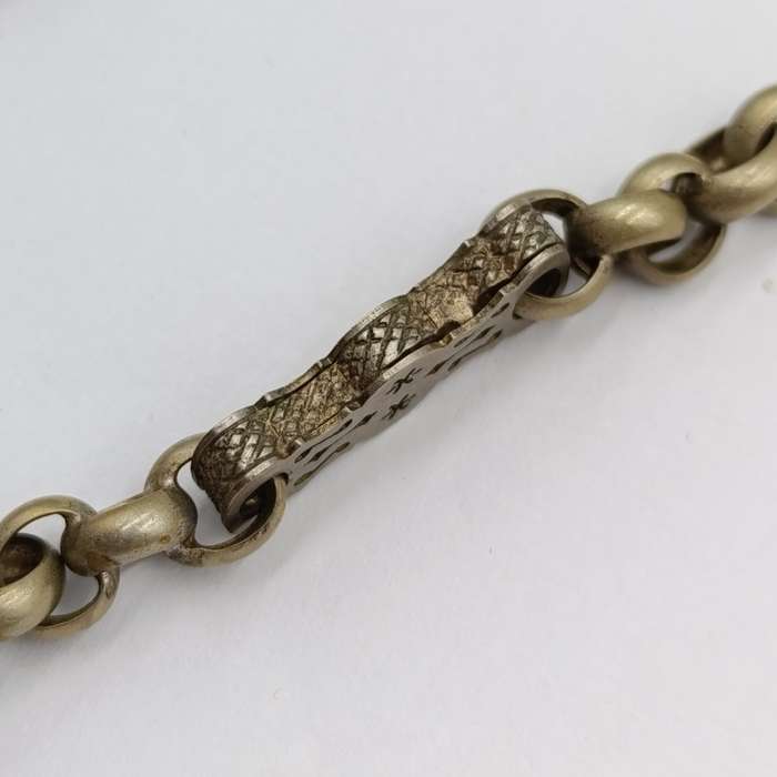 Antique nickel-plated pocketwatch fob chain