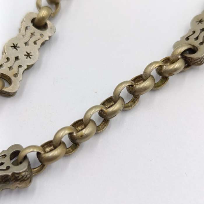 Antique nickel-plated pocketwatch fob chain