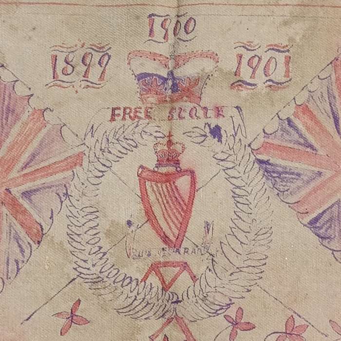 Boer War Soldiers khaki cloth xmas message - Irish regiment - From Albert to his mother