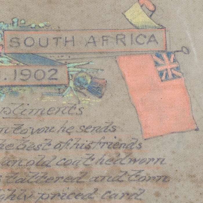 Boer War Soldiers khaki cloth greetings message - Scots Guard - From George to Florrie