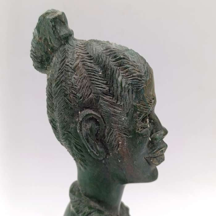 African woman green opal stone carving by Caleb Samhere
