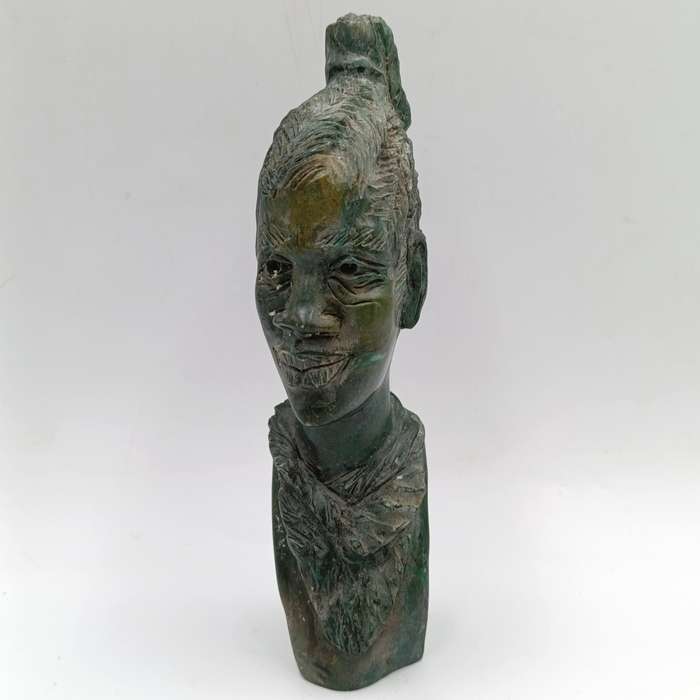 African woman green opal stone carving by Caleb Samhere