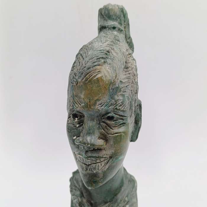 African woman green opal stone carving by Caleb Samhere