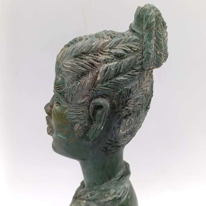 African woman green opal stone carving by Caleb Samhere