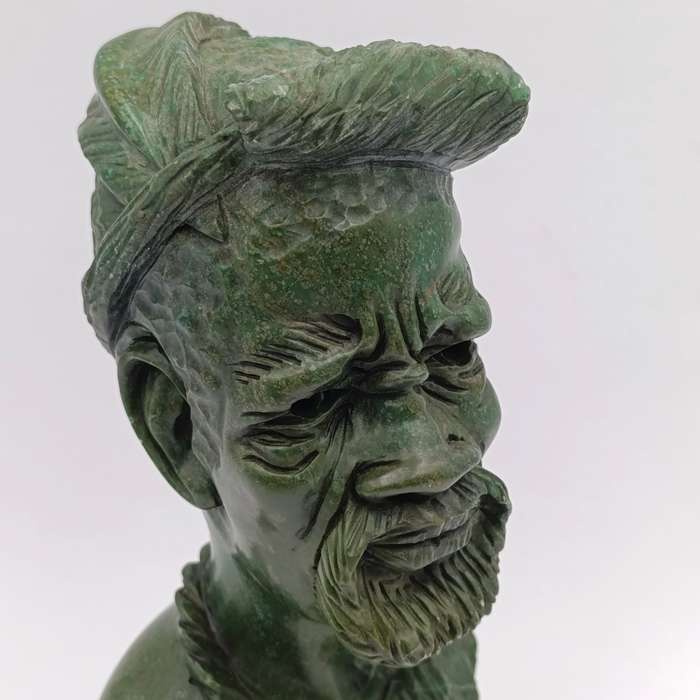 African Man green opal stone carving by Caleb Samhere