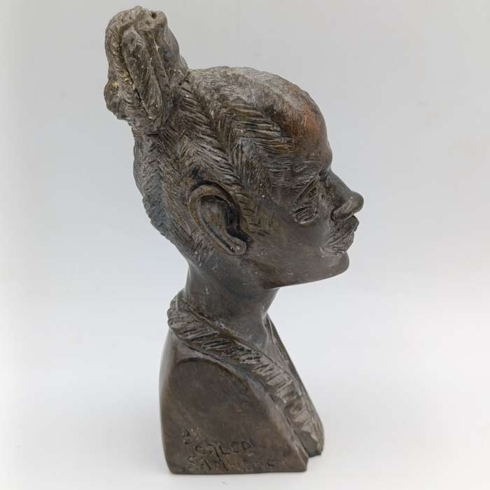 African woman green opal stone African carving
