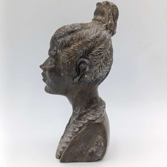 African woman green opal stone African carving