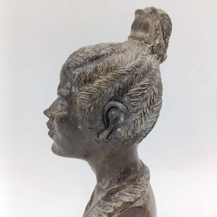 African woman green opal stone African carving