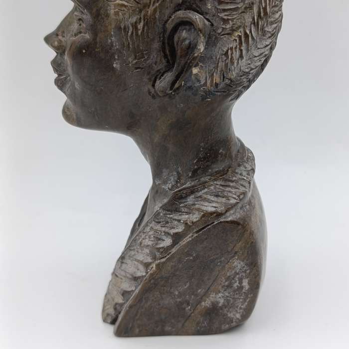 African woman green opal stone African carving
