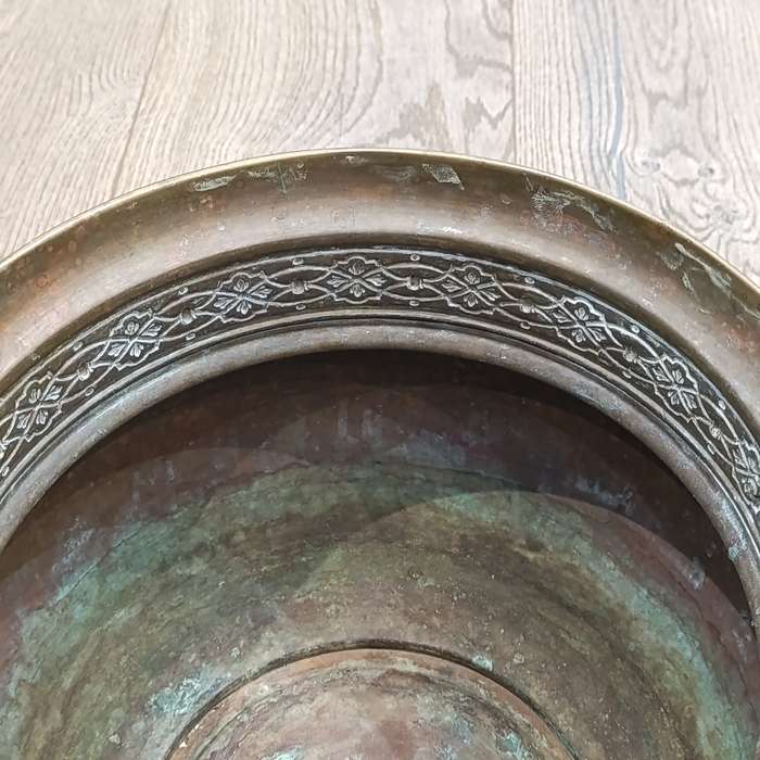 Antique English brass planter with Lion's Head handles