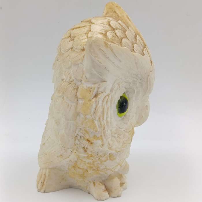 Beautiful white Stonelite owl figurine - Height 12cm