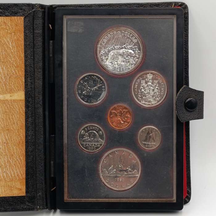 Canadian 1980 coin set with both silver and nickel dollars