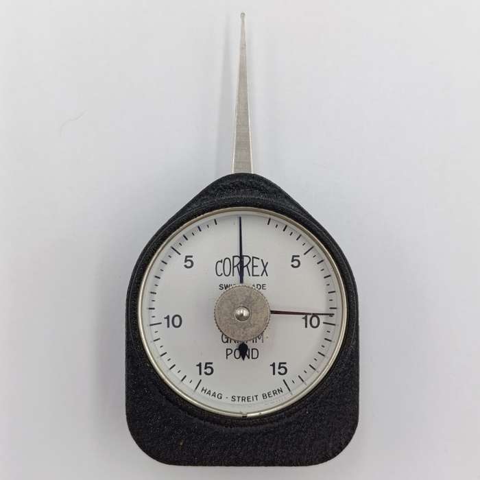 Correx tension gauge - used to measure force and calibrate small mechanisms - in original box