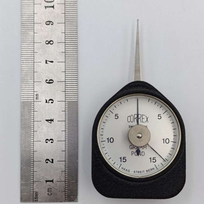 Correx tension gauge - used to measure force and calibrate small mechanisms - in original box