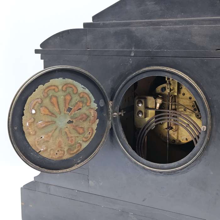 Antique Lavine Brothers Johannesburg marble stone mantle clock - runs and stops