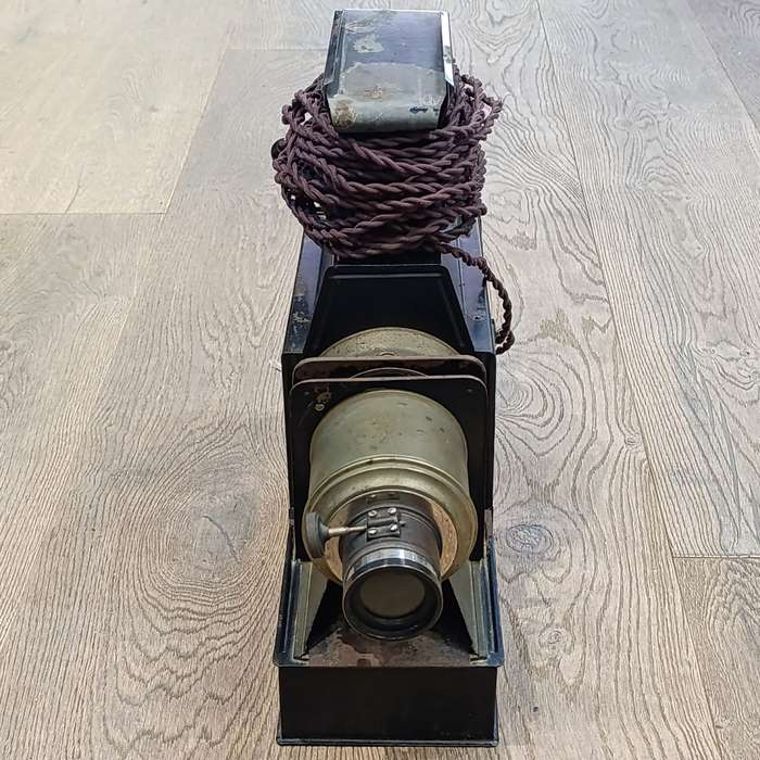 Antique Magic Lantern projector with 56 glass slides
