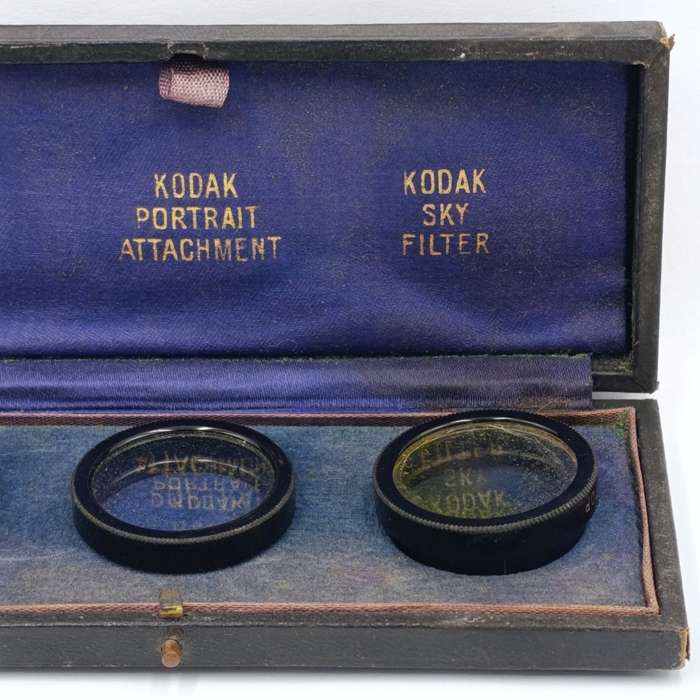 Lot of 3 Antique No.6 lens filters in case