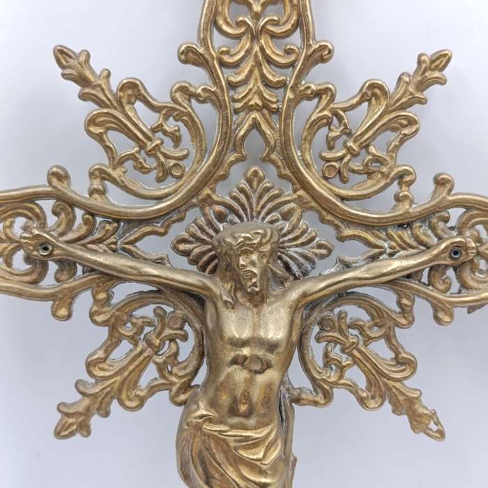 Antique large brass crucifix