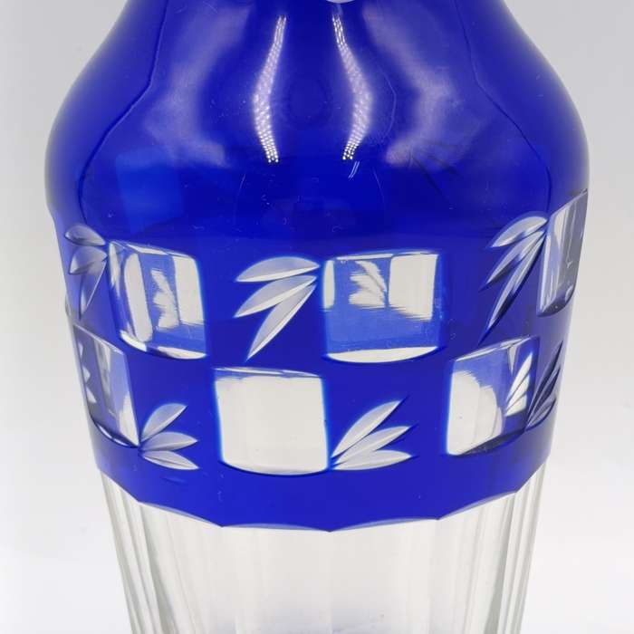 Vintage Cobalt blue cut to clear crystal vase