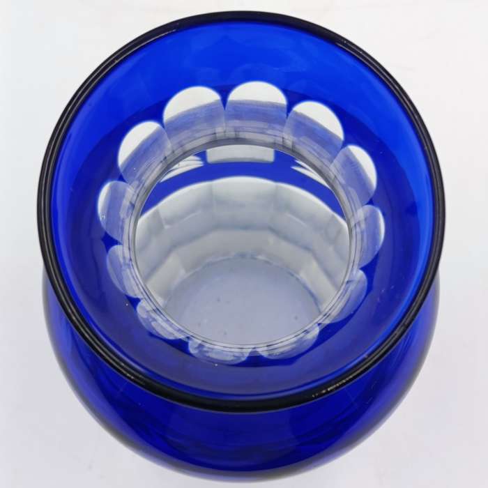 Vintage Cobalt blue cut to clear crystal vase