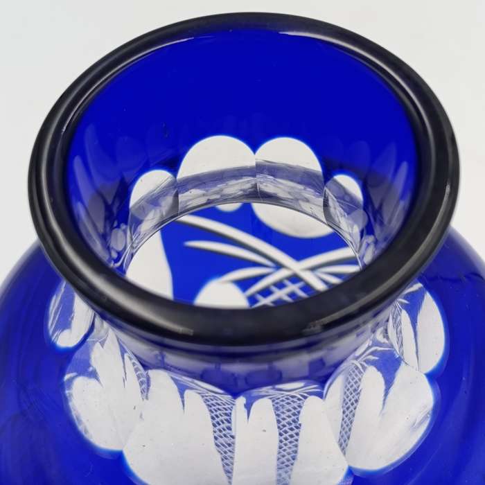 Vintage Cobalt blue cut to clear crystal vase