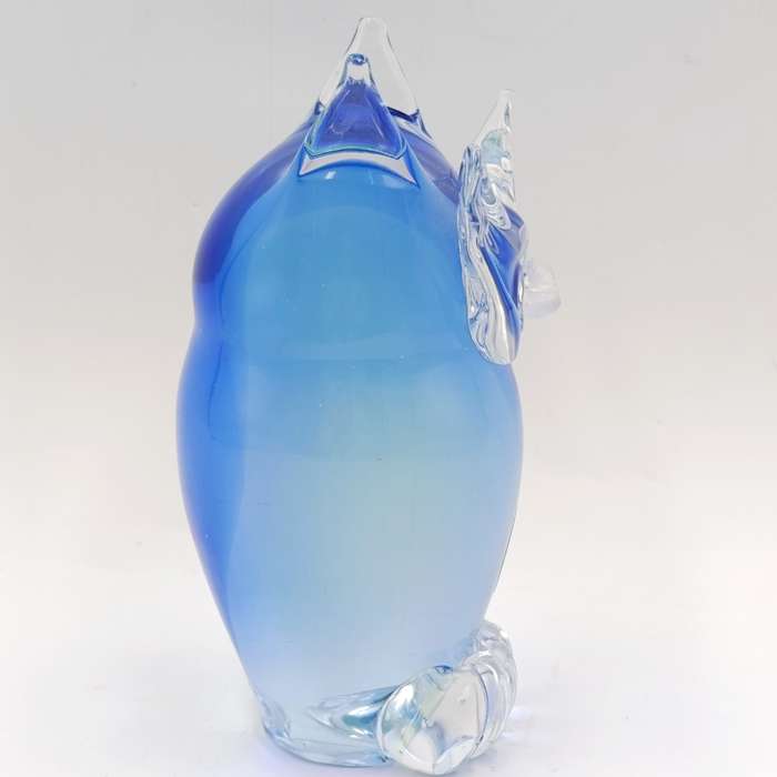 Vintage Blue Murano glass owl figurine / paperweight - some nose damage
