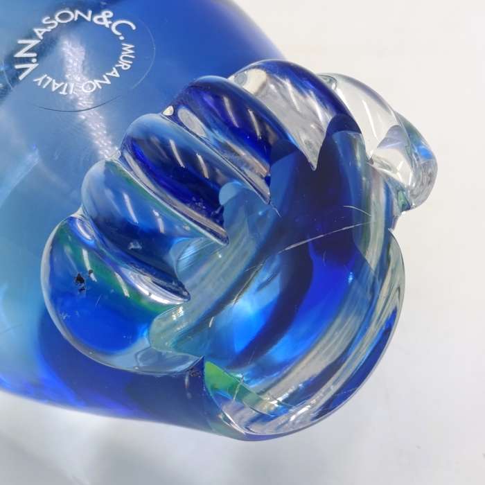 Vintage Blue Murano glass owl figurine / paperweight - some nose damage