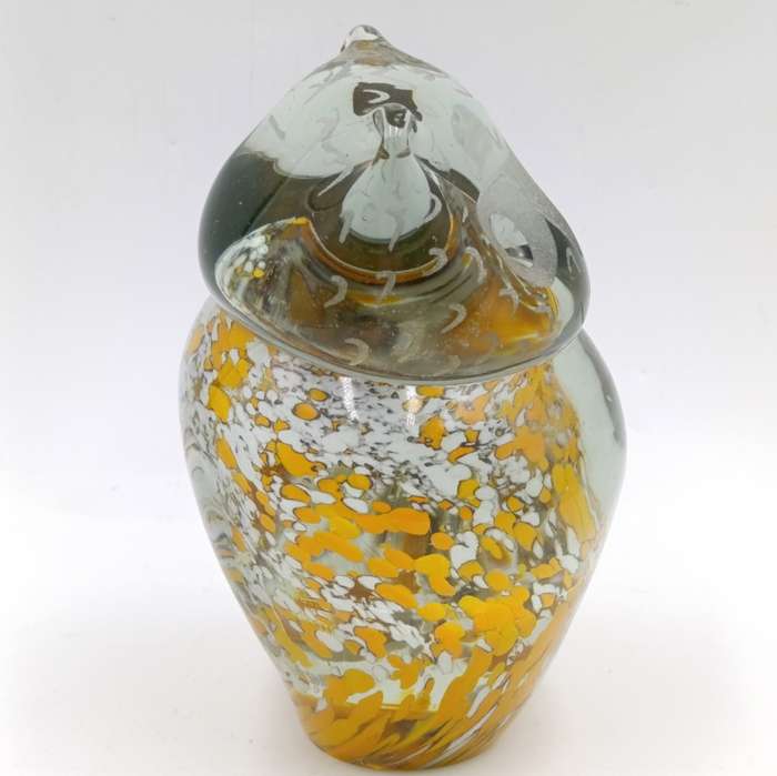Vintage handmade glass owl paperweight figurine