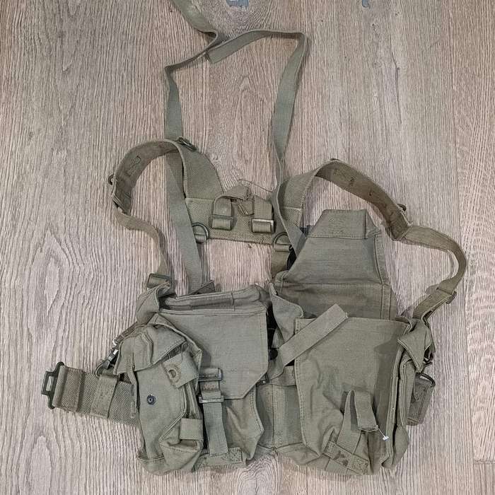 Vintage South African webbing belt with ammo and kidney pouches