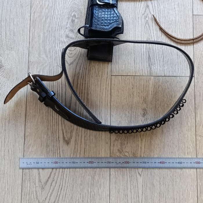 Vintage Black leather cowboy holster and belt for .357 revolver