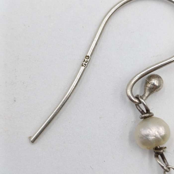 Pair of Sterling silver and cultured pearls earrings
