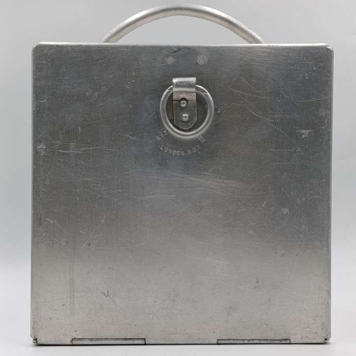 Vintage R.B Turner and Co. aluminium carry case with glass tubes