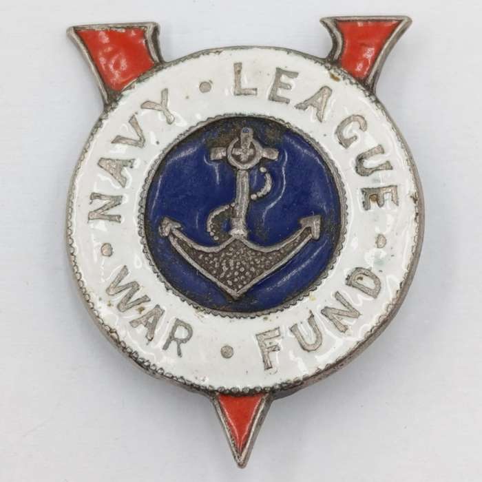 Vintage Silver Navy League war fund badge - no pin