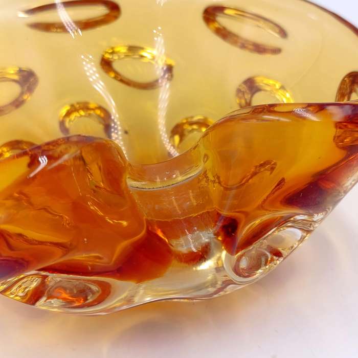 Vintage handmade Amber glass Murano ashtray