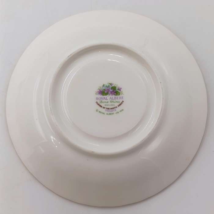 Vintage Royal Albert Violets February flower porcelain duo