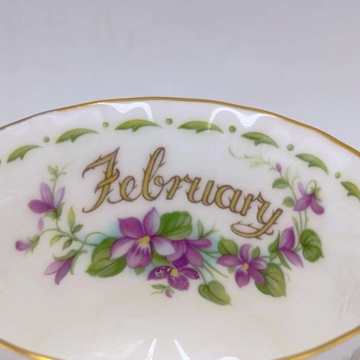 Vintage Royal Albert Violets February flower porcelain duo