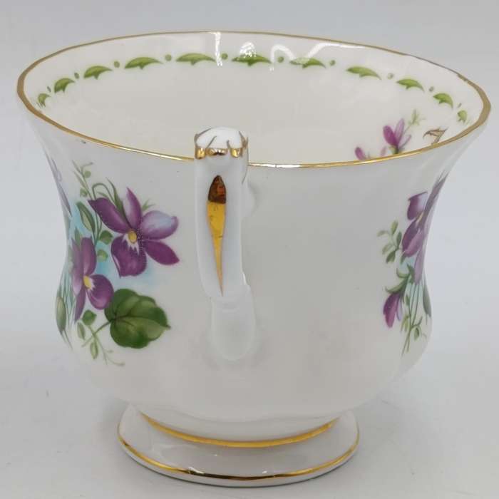 Vintage Royal Albert Violets February flower porcelain duo