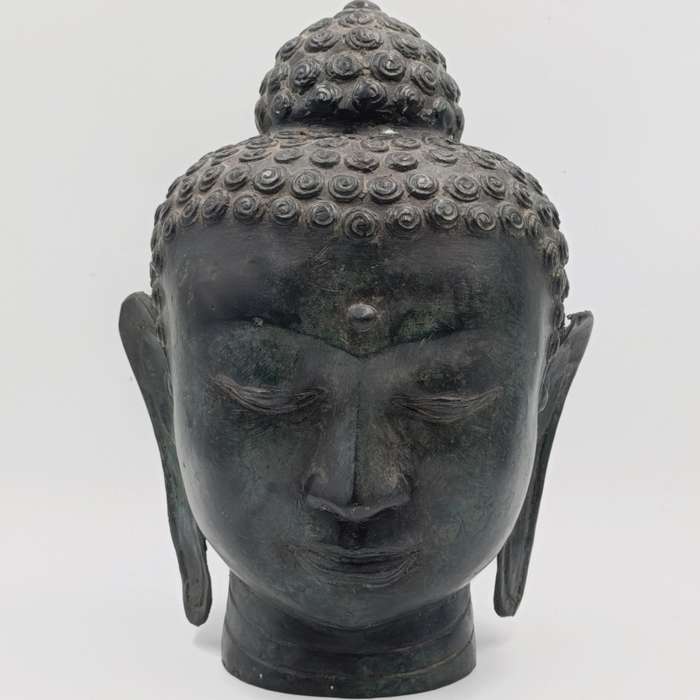 Vintage Bronze buddha head sculpture