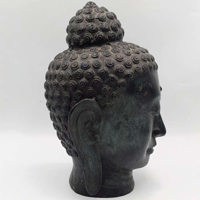 Vintage Bronze buddha head sculpture