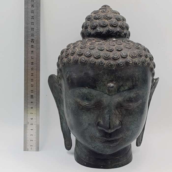 Vintage Bronze buddha head sculpture