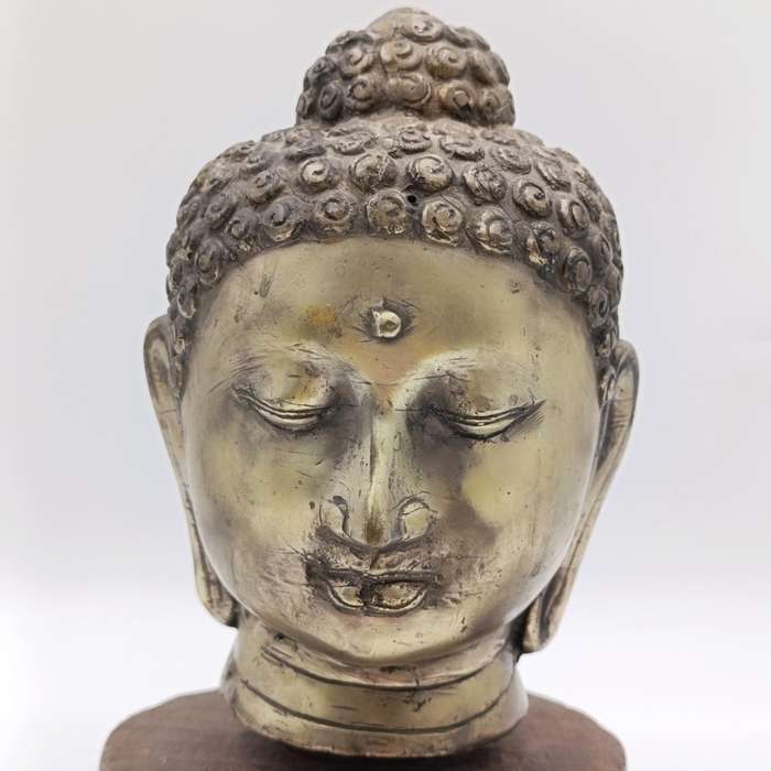 Vintage brass buddha head sculpture