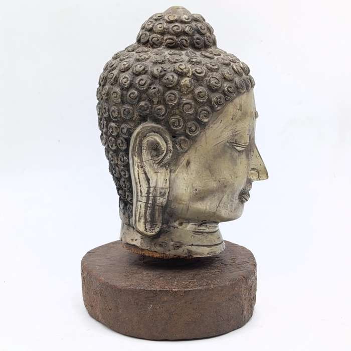 Vintage brass buddha head sculpture