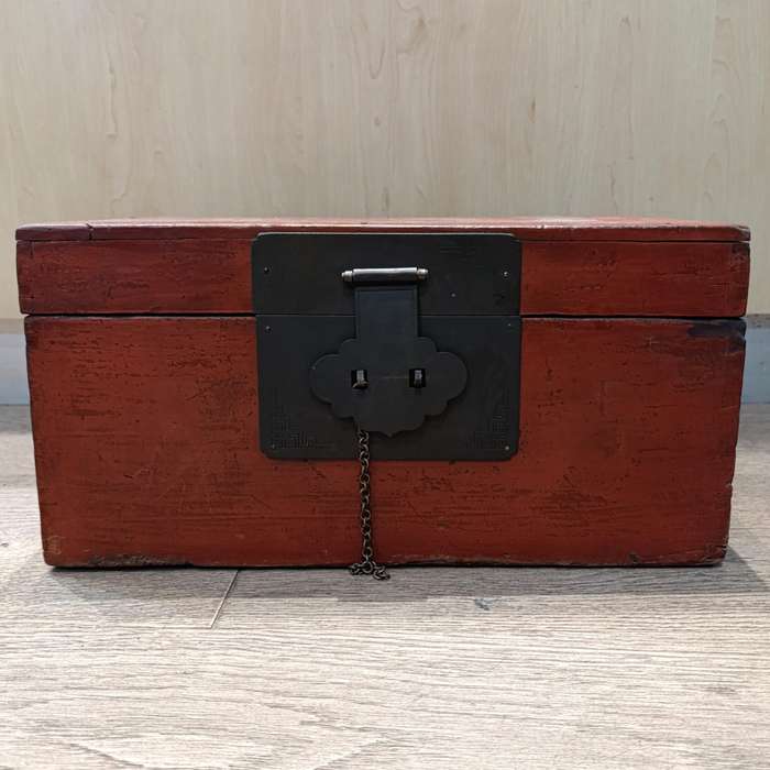 Antique Chinese red wooden box
