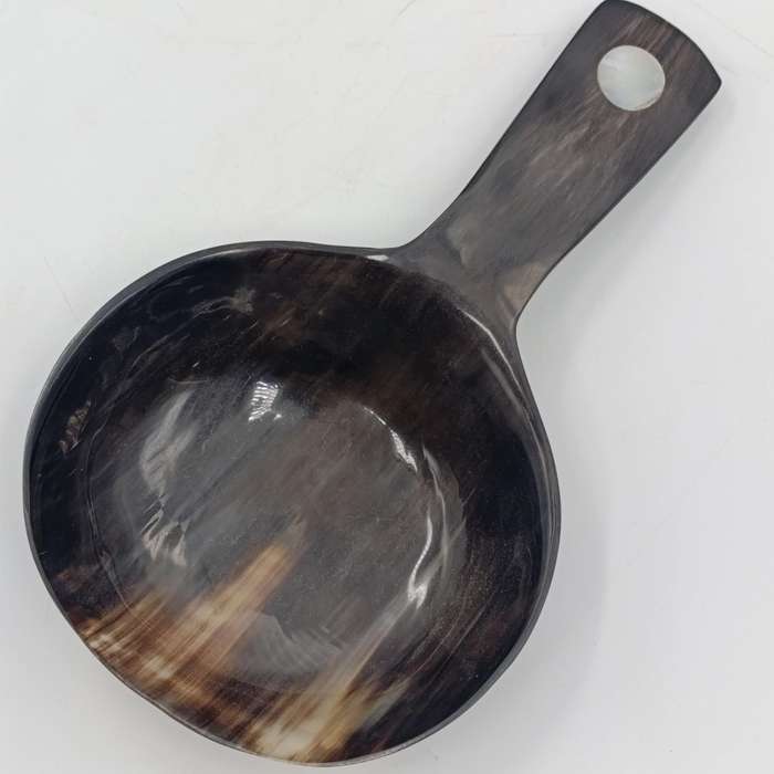 Vintage Salad spoon made from horn with mother of pearl insert
