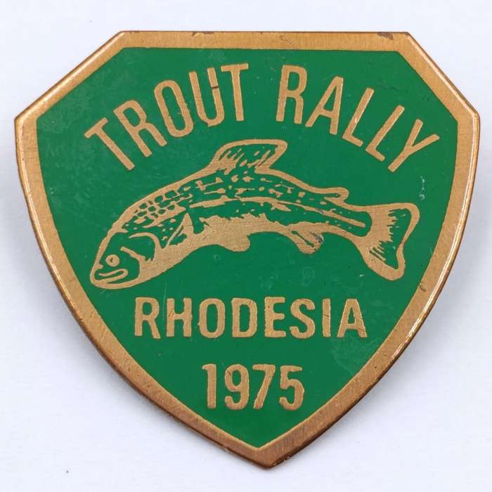 Trout Rally Rhodesia 1975 motorcycle brooch badge