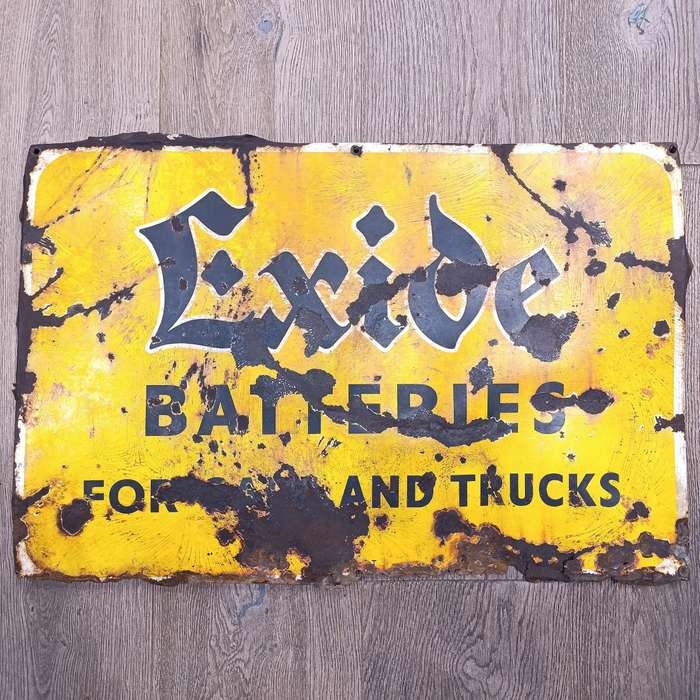 Vintage Exide Batteries for Cars and Trucks enamel sign