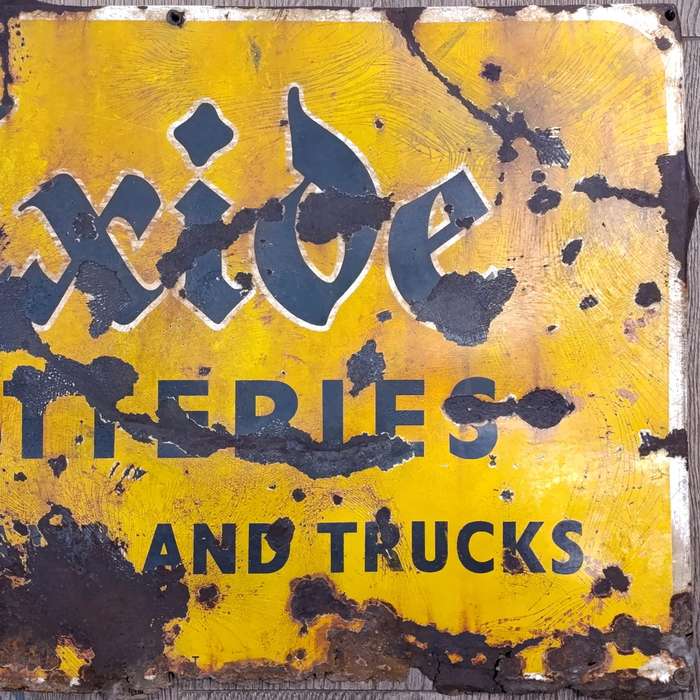 Vintage Exide Batteries for Cars and Trucks enamel sign