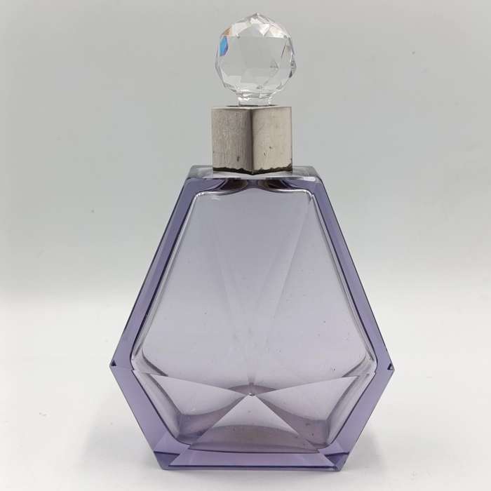 Vintage German Purple Crystal decanter with 800 silver trim
