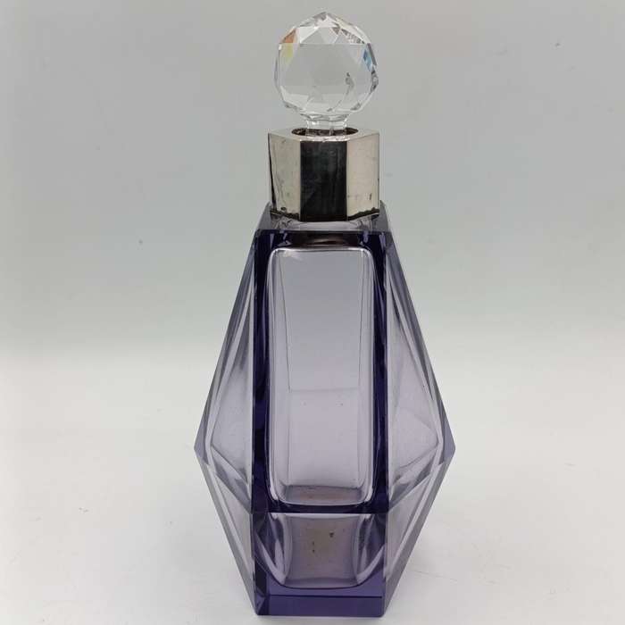 Vintage German Purple Crystal decanter with 800 silver trim