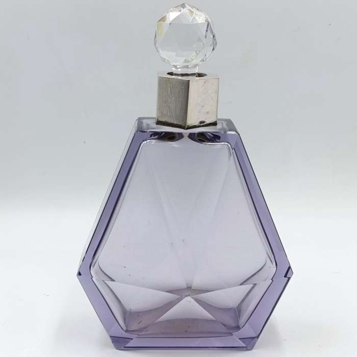 Vintage German Purple Crystal decanter with 800 silver trim